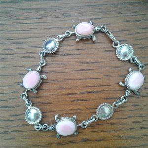 Vintage cute 8inch turtle shell bracelet stamped 925